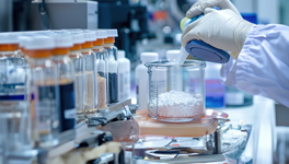 medication being weighted in a lab