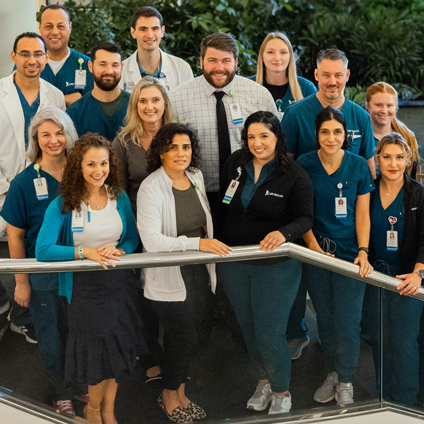 group of pharmacist on a staircase