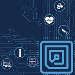 illustration of a chip and medical icons