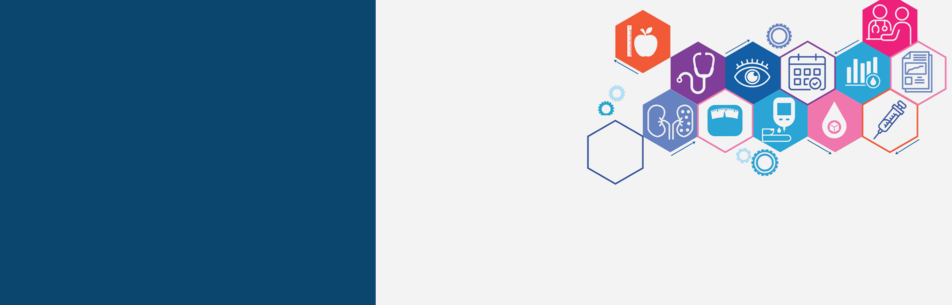 illustration of medical icons in a hexagon design