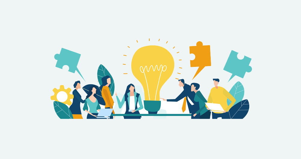 illustration of a team brainstorming
