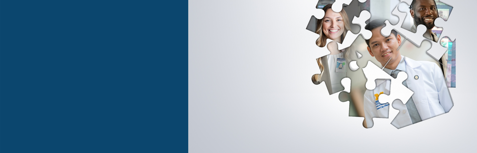 Match Day header - photos of pharmacist displayed in puzzle pieces